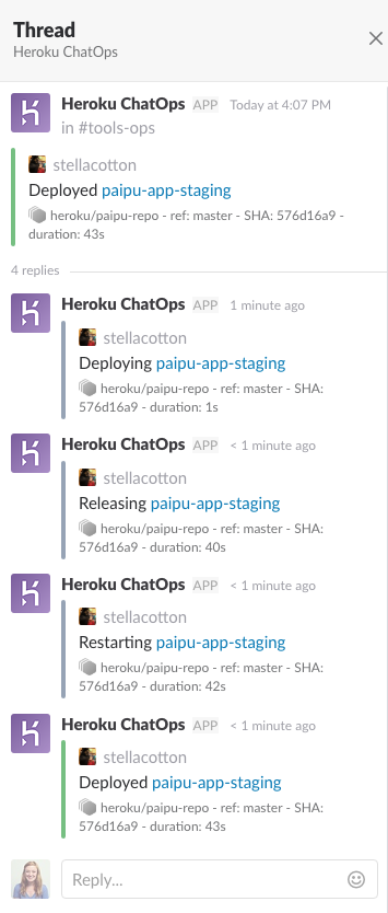 ChatOps thread screenshot